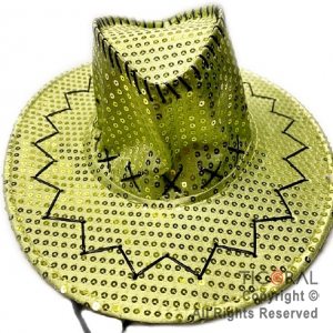 SOMBRERO COWBOY LENTEJUELA VERDE MANZANA X 1